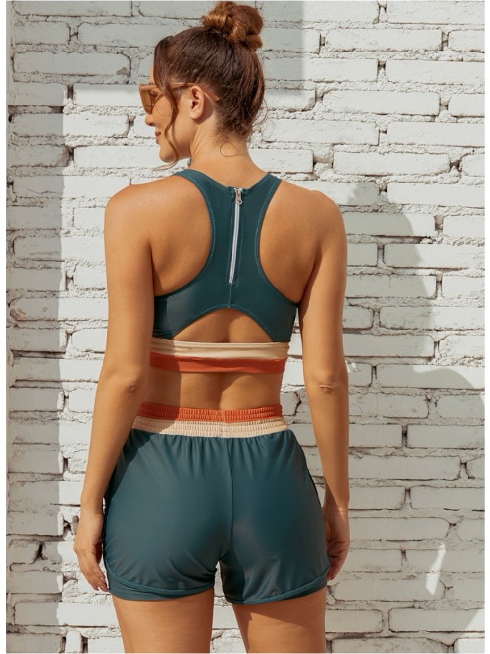 NWT Teal Sports Bra & Shorts Swim Set | Large - Picture 2 of 7